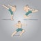 kickboxing player in poses. Vector illustration decorative design