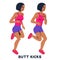 kicks. Sport exersice. Silhouettes of woman doing exercise. Workout, training.