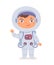 Kid as astronaut. Cute little boy with professional occupation vector illustration. Happy child as cosmonaut in