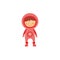 Kid astronaut in pink space costume, cute cartoon girl character