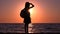 Kid on Beach, Child Playing on Seashore at Sunset, Little Girl on Coastline Watching Sea Waves