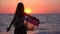 Kid on Beach, Child Playing on Seashore at Sunset, Little Girl on Coastline Watching Sea Waves