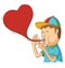 Kid blowing love balloon