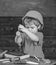 Kid boy holds screwdriver tool. Toddler on busy face plays with screwdriver at workshop. Child in helmet cute playing as