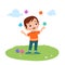 kid boy playing juggling ball vector isolated