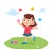 kid boy playing juggling ball vector isolated