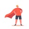 Kid Character Wearing Red Super Hero Cape and Crown Stand with Arms Akimbo. Superhero Child Playing, Kids Imagination