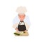 Kid Chef Chopping Cucumber. Cute Kid Chef Illustration