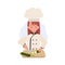 Kid Chef Chopping Cucumber. Cute Kid Chef Illustration