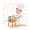 Kid cooking dish cartoon vector character