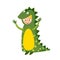 Kid crocodile costume festival superhero character isolated vector illustration