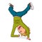 Kid dancing breakdance. Vector.