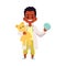 Kid doctor African american boy character, flat vector illustration isolated.