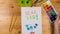 Kid draw greeting card for fathers day, stop motion animation