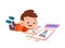 kid drawing with crayon vector