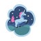 Kid Dreams, Sweet Dream Cloud with Beautiful Unicorn in Starry Sky, Childhood Fantasy Vector Illustration