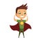 Kid Dressed as Superhero. Cute superhero kid in colorful costume. Funny Flat Isolated kid wearing superhero costume