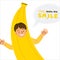 Kid dressed banana costume illustration