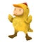 Kid dresses in chicken costume for Halloween