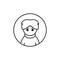 Kid face cartoon with warm jacket logo design vector graphic symbol icon sign illustration creative idea