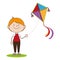Kid flying kite icon