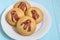 Kid funny food. Cornbread muffins with sausage octopus