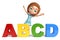 Kid girl with Abcd sign