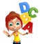 Kid girl with ABCD sign