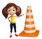 Kid girl with Construction Cone