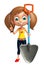 Kid girl with Digging shovel