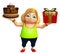 Kid girl with Giftbox & Cake