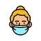kid girl medical mask color icon vector illustration