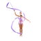 Kid girl ribbon rhythmic gymnastics exercise