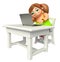 Kid girl with Table,chair & laptop