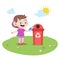 kid girl throwing rubbish illustration vector illustration