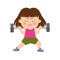 Kid girl weight lifter, strength training
