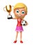 Kid girl with Winning cup and football