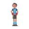 Kid Goalkeeper Soccer Player Character, Little Boy in Black and Blue Sports Uniform Playing Football on School Sports