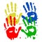 Kid Hand Prints Children Playful Paint Colorful Art Vector