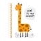 Kid height measurement, centimeter, chart with giraffe for wall