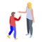 Kid help woman icon, isometric style