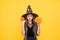 Kid hold spooky pumpkin. witchcraft and enchantment. childhood autumn holiday. teen girl ready to celebrate. costume