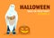 Kid holding candy bag, Happy Halloween party invitation