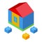 Kid house constructor icon, isometric style