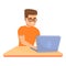 Kid laptop coding icon, cartoon style