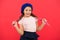 Kid little cute girl smiling face posing in hat red background. How to wear french beret. Beret style inspiration. How