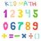 Kid math numerals and count bright signs vector isolated.