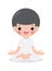 Kid meditating in lotus pose. Cute cartoon children yoga and meditation vector illustration in flat style