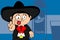 Kid mexican mariachi cartoon expressions background