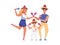 Kid with parents dancing mexican style concept and vector illustration on white background. Activities family character.